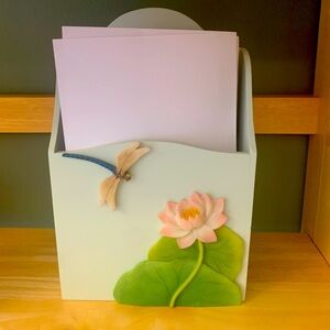 Dragonfly and Waterlily letter holder by Ibis and Orchid Design